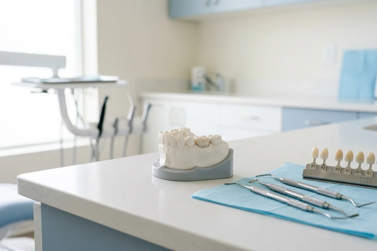 dental fillings dental model and materials in a bright clinical setting